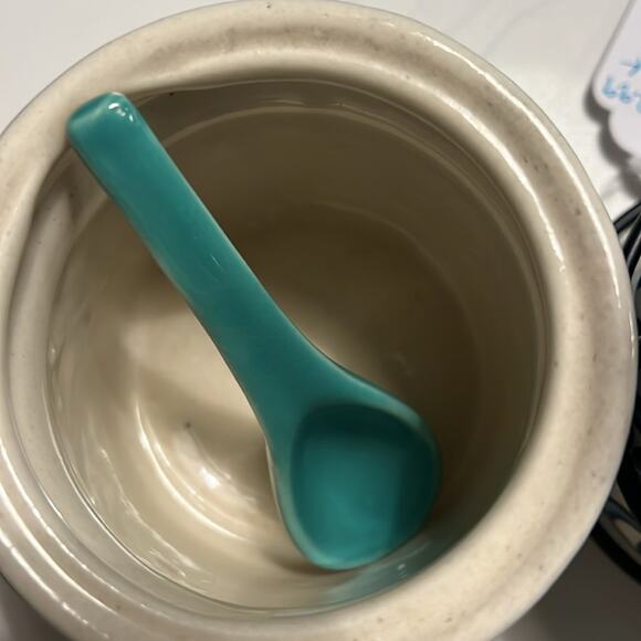 Relish jar condiment with stand and spoons handcrafted India - Picture 3 of 7